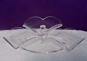 Vintage Modern Sculptural Acrylic Lucite Centerpiece Platter Tray Tiered 2451