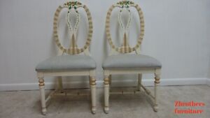 2 Lexington Furniture Paint Decorated Balloon Back French Dining Side Chairs B