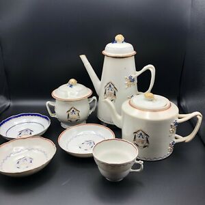 Antique 18th Century Chinese Export Porcelain 10 Pcs Armorial Tea Set Good Cd