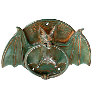 Gothic Bat Door Knocker Handle Knob Pull Lost Wax Cast Verdigris Bronze Bali Art