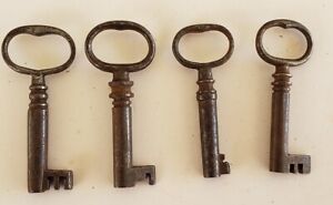 4 Antique Hollow Barrel Skeleton Keys Trunk Cabinet Door Lock Lot5
