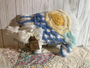 Prim Farmhouse Antique Chenille Bed Spread Pig Pillow Tuck Always Be Kind