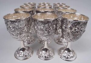 Kirk Goblets 402 Antique Baltimore Repousse American Sterling Silver 1925 32