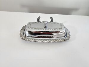Vintage Collectible Irvinware Silver Plated Butter Dish With Glass Tray Insert