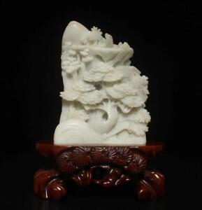 17cm Chinese Carved Nephrite Jade Jadeite Statue W Landscape With Base