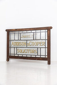 Vintage Industrial Original Glass Reverse Painted Solicitors Office Sign Plaque