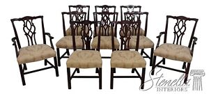63721ec Set Of 10 Kindel Chippendale Mahogany Dining Room Chairs