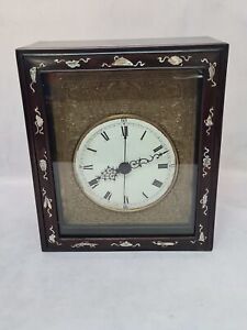 Antique Late 1800 S Chinese Rosewood Inlay Bracket Clock Original Papers