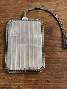 Art Deco Whiting Sterling Silver Ladies Mirror Coin Powder Compact Purse Chain