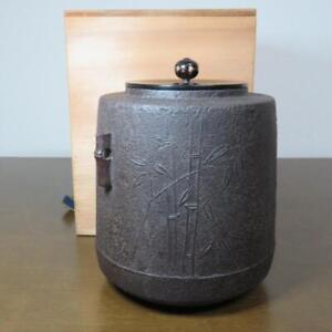 Chagama Tsutsugama Bamboo Pattern Japanese Cast Iron Tea Kettle Teapotj8482
