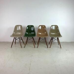 Vintage Eames Dsw Chairs Herman Miller 50s 60s Midcentury Greige Tan Olive Umber