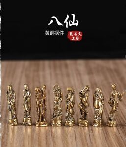 New Brass Old Statue Chinese Handmade Eight Immortals Buddha Tabletop Ornament C
