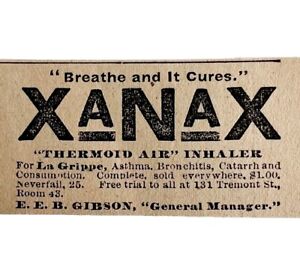 Xanax Medical Advertisement 1900 Victorian Medicine Inhaler Eeb Gibson Dwee3