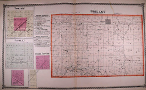 1874 Plat Map Gridley Twp Towanda Mcclean Co Illinois 17x28 048