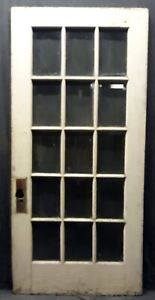 36 X80 X1 75 Antique Vintage Old Wood Wooden Exterior French Door Beveled Glass