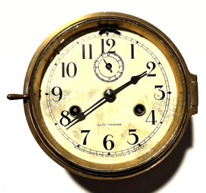 Seth Thomas Ship Bell Wall Brass Clock Circa 1920 1940 Runs Strikes
