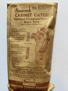 Vintage Amerock Cabinet Catch Pull Black Trim E08760 Chrime Nos Mcm Deco