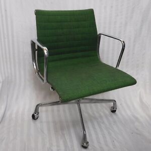 Refurbished Vintage Eames Aluminum Group Mgmt Chair Rare Green Weave Fabric