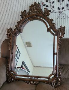 Large Wooden Wall Mirror Carved 54 X39 