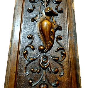 Scroll Leaves Ribbon Wood Carving Panel 22 Antique French Architectural Salvage
