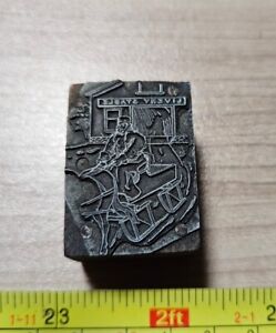 Vintage Letterpress Printing Block Livery Stable Horse Drawn Sled Carriage