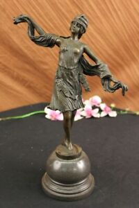 Bronze Statue Art Deco Dancer Sculpture Signed Kernalan Hot Cast Figurine Sale