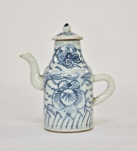 Antique Chinese Blue White Porcelain Teapot Wine Pot 19th C