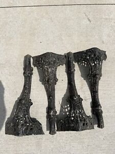 Vtg Antique Ornate Victorian Cast Iron Table Leg Set Steampunk Classic Parts 21 