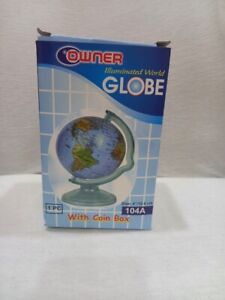 Rotating World Globe With Coin Box Geography Ocean Classroom Desktop Home Lear