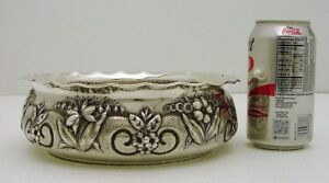 Gorham Sterling Silver Hand Hammered Bowl Floral Repose 2434 Date Marked 1887