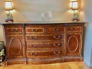 Beautiful Antique Marble Top Credenza Buffet Table Duncan Phyfe Style 