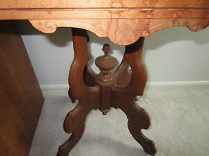 Antique Marble Top Accent Parlor Table Walnut Wood Decorative