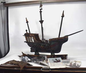 Antique Ship Galleon Wood Model W Stand For Decor Or Restor 31 X 31 5 Pickup