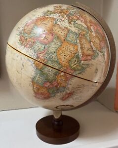 Vintage 12 Inch Raised Relief Rotating Globe Replogle World Classic Series