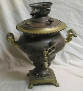 Antique Original 19th Century Brass Persian Samovar Made In Telou Factory