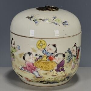 Chinese Porcelain Qing Dynasty Tongzhi Famille Rose Personage Tea Caddies 4 13 
