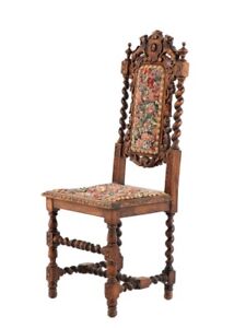 Antique Renaissance Revival Style Carved Wood Side Chair