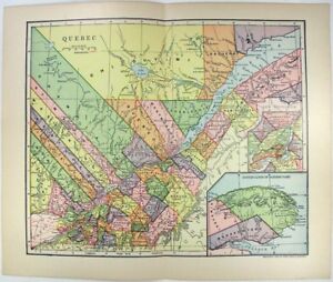 Quebec Canada Original 1903 Dated Map By Dodd Mead Company