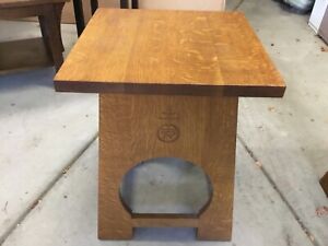 L Jg Stickley Roycroft Arts Craft Oak Wood Taboret End Table
