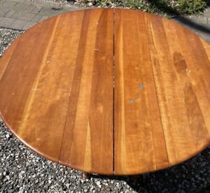 Vintage Dining Table Solid Cherry Wood French Country With Extension And Leaf