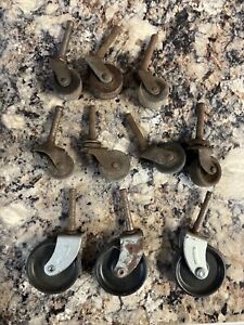 Antique Caster Wheels Vintage Furniture Chairs Wood Plastic Lot Of 10 Pieces