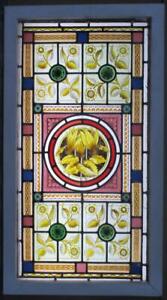 Victorian Hand Painted Stained Glass 1800 S Pretty Floral 18 1 2 X 33 3 4 