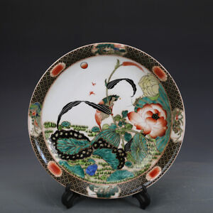 Chinese Porcelain Qing Kangxi Multicolored Lotus Kingfisher Plate 11 02 Inch