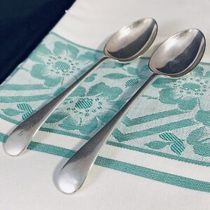 Pair Vintage Old English Pattern Silver Plate Dessert Spoons Servers Initial J