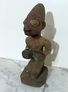 Beautiful Old Nigeria Yoruba People Carved Wood Statue Of A Male Ibeji