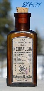 Ultimate Antique Mckesson Robbins Bottle W Cannabis Opuim Copied Label