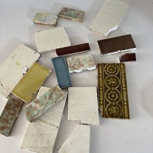  Lot Of 17 Antique Mottled Solid Aetco Tiles Architectural Salvage