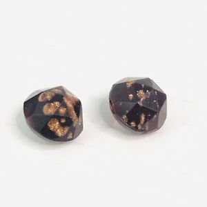 Antique Ruby Red Cut Glass Buttons With Gold Speckles