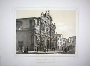 1860 Venezia Venice Saint Mary Zobenigo Chiesa Moro Lithography