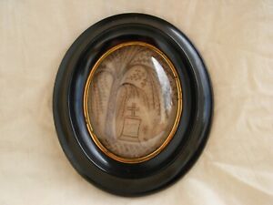 Antique French Framed Mourning Hair Work Late 19th Century